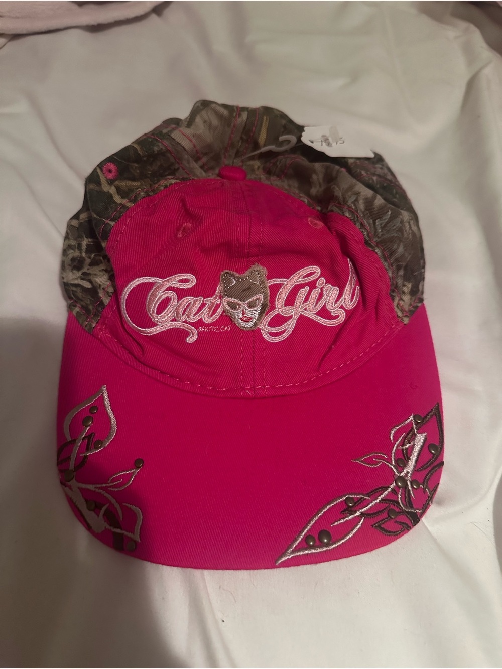 Cat Girl Pink and Camouflage Girls' Baseball Cap